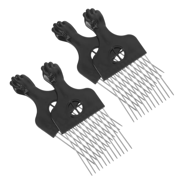 Luxshiny 4Pcs Afro Styling Comb Set with Metal Picks for Barber Use on Thick Curly and Afro Hair