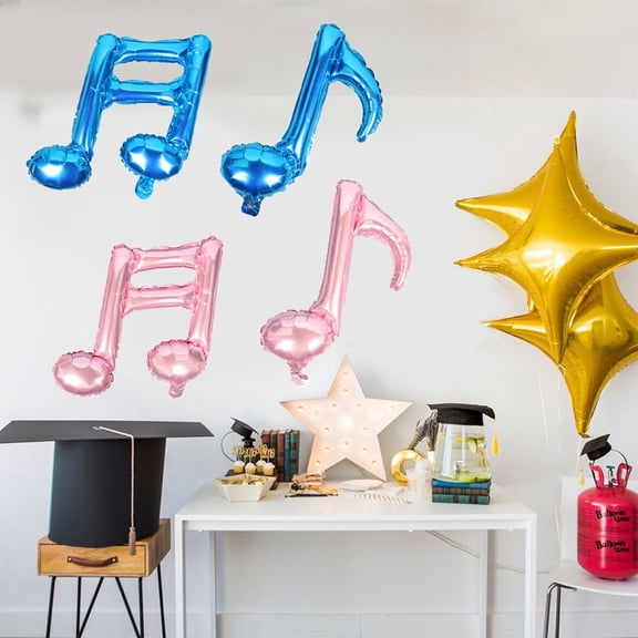 Luxshiny 4Pcs Balloons Musical Note Design Assorted Color Aluminium Foil Balloons for Birthday and Holiday Party