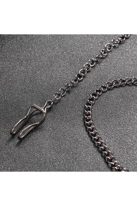 4Pcs Black Metal Pocket Watch Chain for Jeans Belt Retro Style Durable DIY Accessory
