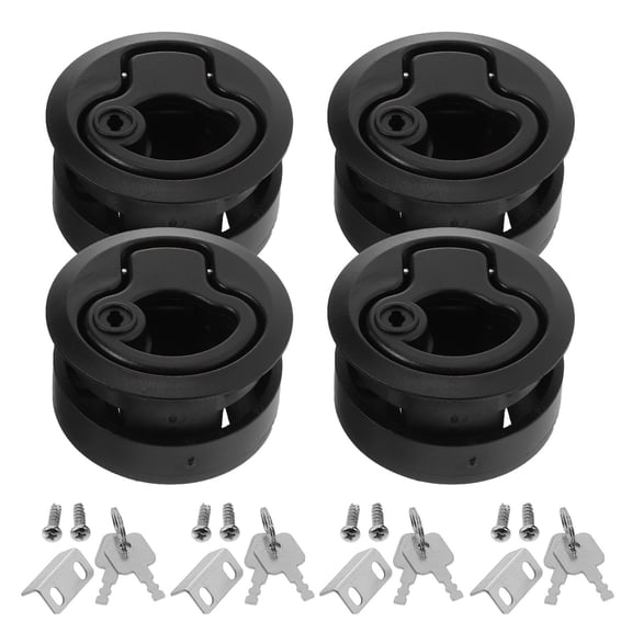 Luxshiny 4-Pack Round Black Rubber Boat Storage Latches with Flush Profile for Easy Installation and Secure Closure
