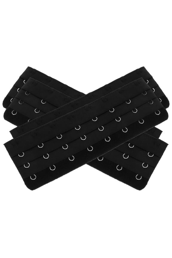 4Pcs Bra Extenders Black Fabric Back Extender Compatible with Multiple Bra Styles for Comfort