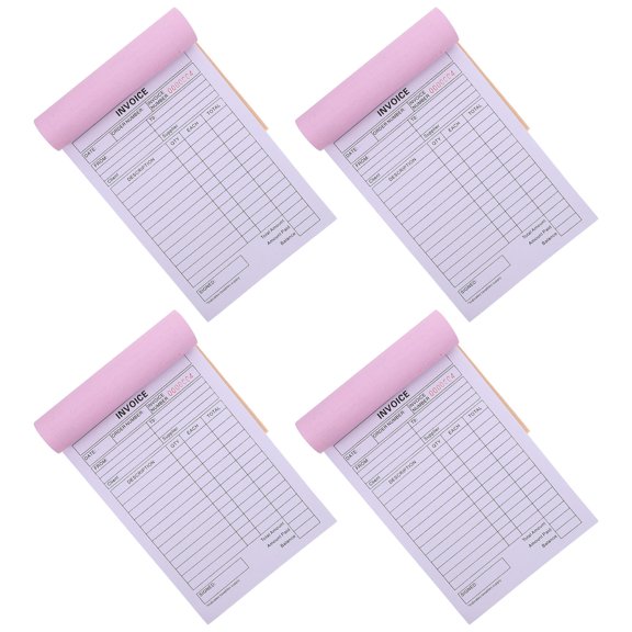 Luxshiny 4Pcs Business Invoice Pad Multi Color 2 Part Form Book with Multicolumn Entry for Retail