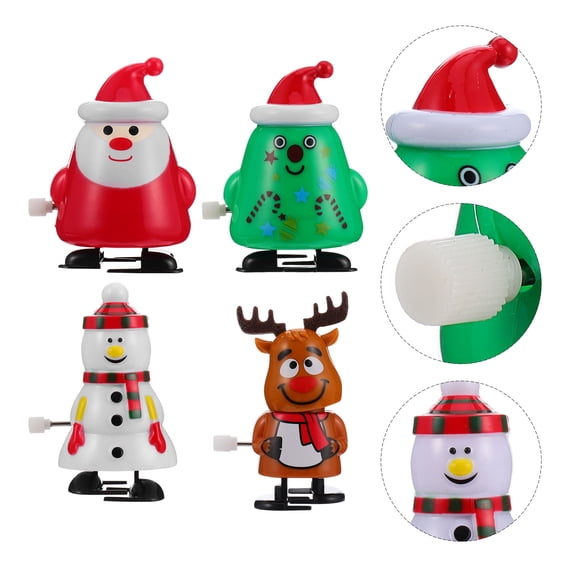 Luxshiny 4Pcs Christmas Party Favors Clockwork Toys Assorted Color Windup Decorations