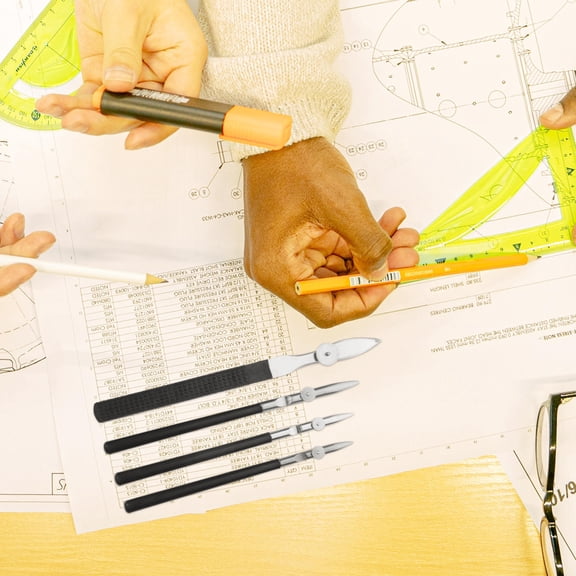 Luxshiny 4Pcs Convenient Draw Pen Set Black Metal and Plastic Painting Tool for Accurate Lines