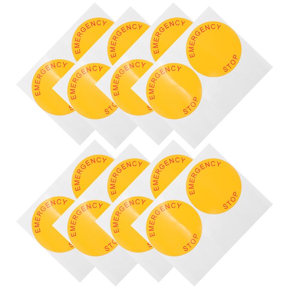 Luxshiny 4Pcs Emergency Stop Caution Stickers High Visibility Warning Decals for Industrial Use