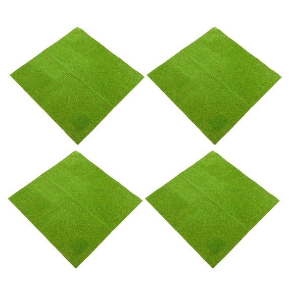 Luxshiny 4Pcs Fake Grass Pads Green Artificial Grass Turf for DIY Craft and Decor Projects