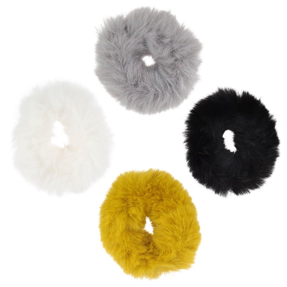 Luxshiny 4-Pack Soft Fuzzy Hair Scrunchies Hair Accessories for Girls Vacation and Daily Use