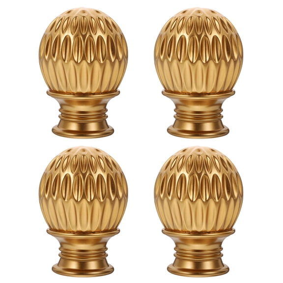 Luxshiny 4Pcs Golden Curtain Rod End Decor Roman Rod Decorative Accessory Wear Resistant PP Material