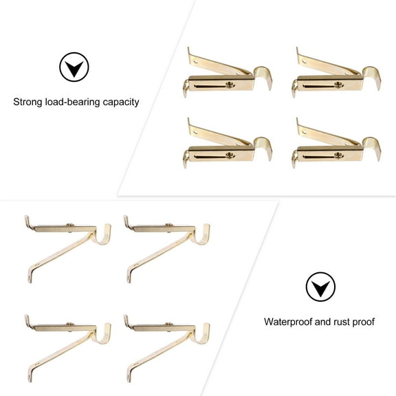 Luxshiny 4Pcs Golden Valance Rod Bracket Sturdy Window Curtain Support with Easy Installation