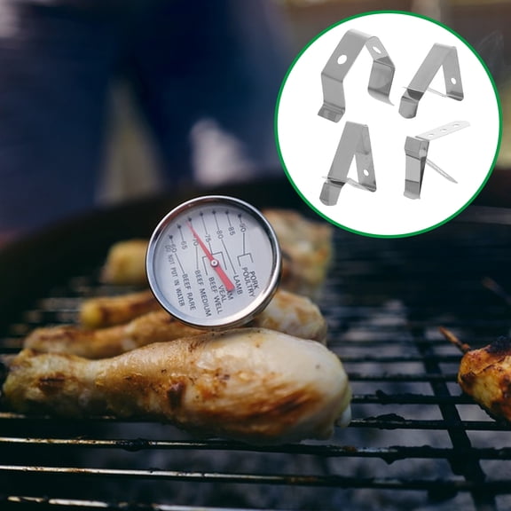 Luxshiny 4Pcs Grill Clip Holder In Silver For Probe Fixing When Using BBQ Temperature Holder