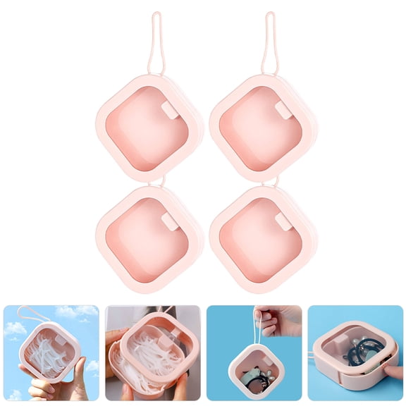 Luxshiny 4Pcs Hair Tie Holder Plastic Pink Organizers Easy to Carry for Hair Accessories