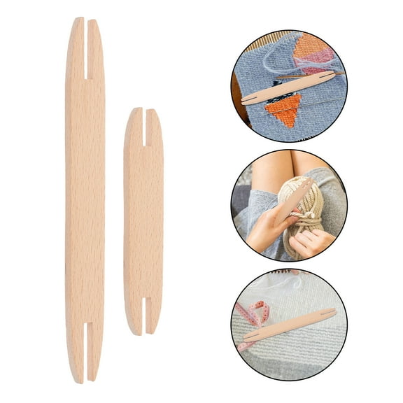Luxshiny Set of 4 Beige Smooth Wooden Weaving Shuttles for Crochet and Weaving Projects