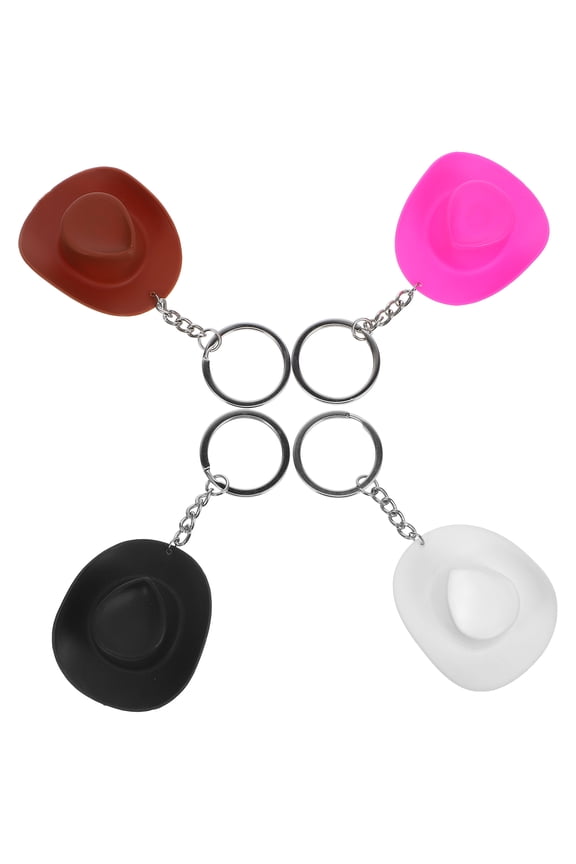 4-Pack Mini Western Hat Keychains, Cute Zinc Alloy Key Pendants for Women, Stylish and Accessories
