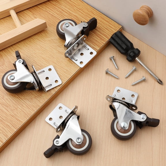 Luxshiny 4Pcs Industrial Casters Plated Silver Heavy Duty Swivel Plate Wheels for Home and Cart Applications