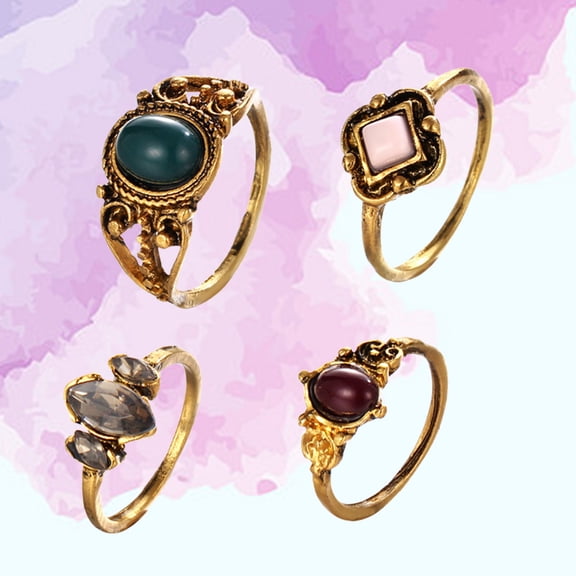 Luxshiny 4-Piece Set Vintage Style Assorted Colors Trendy Boho for Women and Teens