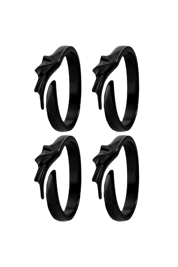 Set of 4 Matching Couples Black Adjustable Zinc Alloy Design for Men and Women