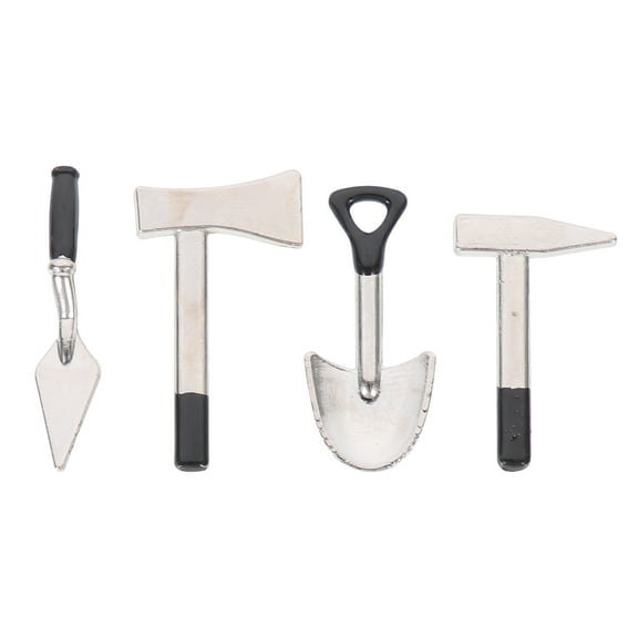 Luxshiny 4Pcs Miniature Things for Dollhouse Realistic Design Silver Alloy Hammer Shape Home Decoration