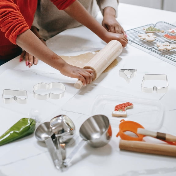 Luxshiny 4Pcs Multi Functional Stainless Steel Cookie Cutters for Baking Cakes Cookies and More