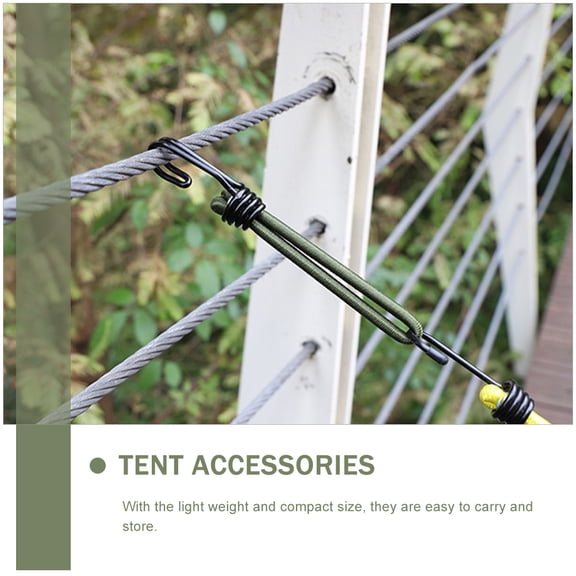 Luxshiny 4Pcs Multipurpose Dark Green Elastic Rope Hooks for Tent Canopy Awning and Outdoor Binding
