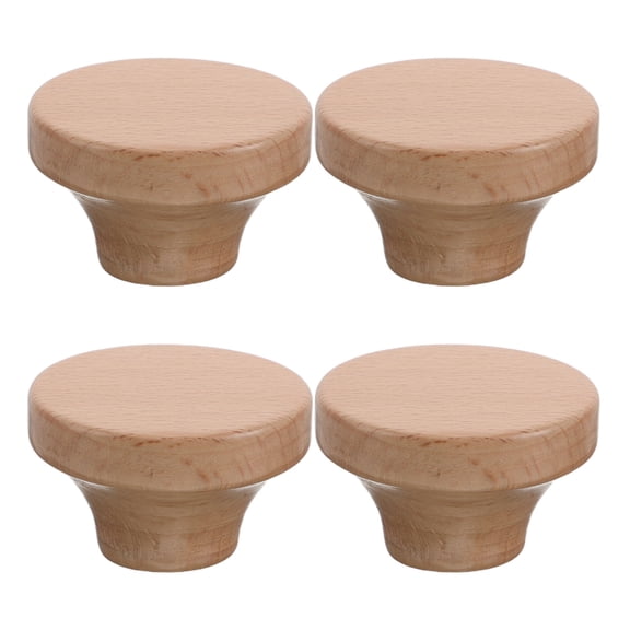 Luxshiny Set of 4 Natural Wood Round Drawer Pulls Beige Cabinet Handles for Kitchen and Home Furniture