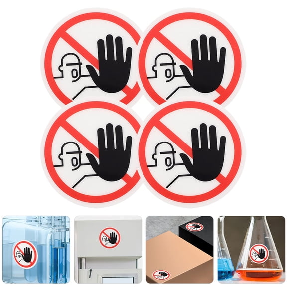 Luxshiny Multi-Color Safety Warning Sign Stickers PVC Caution Decals for Home and Workplace Decor, 4 Pieces