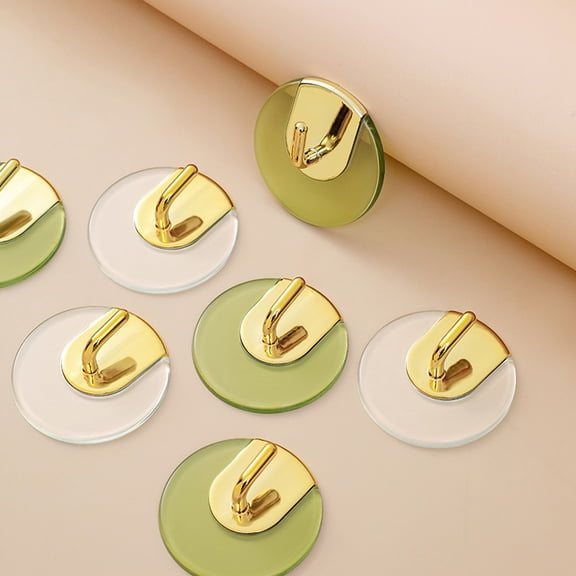 Luxshiny 4-Pack Non-Trace Stick Wall Hooks in Assorted Colors, PC Material, No-Drill Installation for Bathroom and Household Use