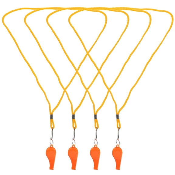 Luxshiny 4-Pack Orange Plastic Basketball Whistles with Lanyards, Loud Sports Referee and Whistles for Games