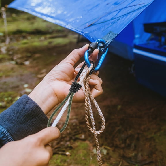 Luxshiny 4Pcs Outdoor Elastic Rope with Hooks for Tent Fasteners and Secure Camping Tarp Straps