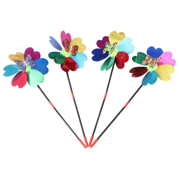 Luxshiny 4Pcs Outdoor Pinwheel Toy for Children in Plastic
