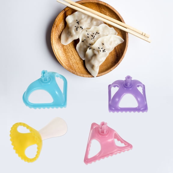 Luxshiny 4Pcs Plastic Dough Press Mold Yellow Kitchen Utensil for Perfect Dough Circles and Tight Seals