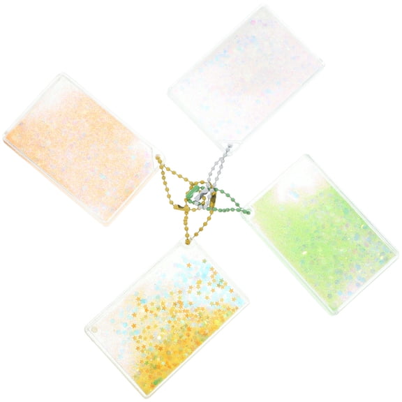 Luxshiny 4Pcs Compact Portable Card Sleeves for Id Credit and Office Cards with Keychain Buckle