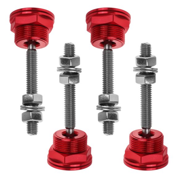 Luxshiny 4Pcs Red Aluminum Vehicle Hood Pins Kit with Push Button Quick Release Lock for Racing Performance