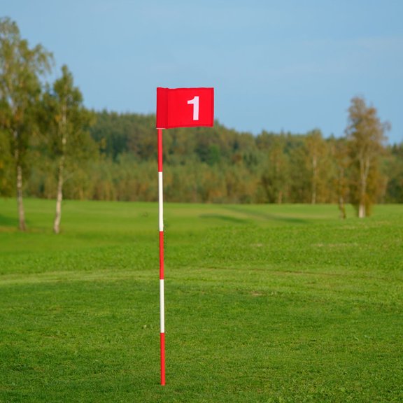 Luxshiny 4Pcs Red Numbered Golf Flags Portable Training Flags for Putting Green Wear Resistant