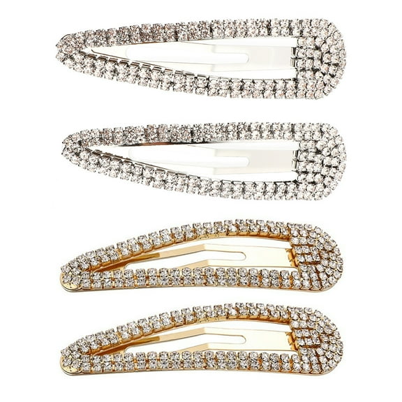 Luxshiny 4Pcs Rhinestone Hair Clip Snap Hair Clips Rhinestone for Women Birthdays