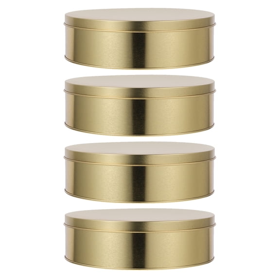 Luxshiny 4Pcs Round Biscuit Metal Container With Lids Golden Sealing Jars For Christmas Snacks