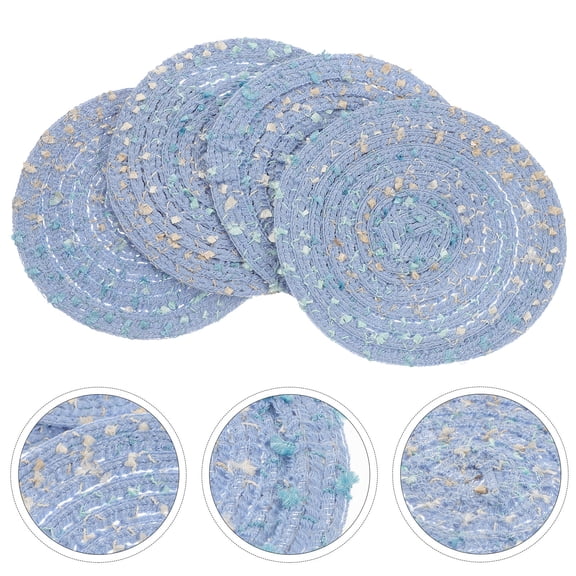 Luxshiny 4Pcs Round Woven Coasters Cotton Yarn Protect Furniture Cup Mats for Kitchen Dining Room