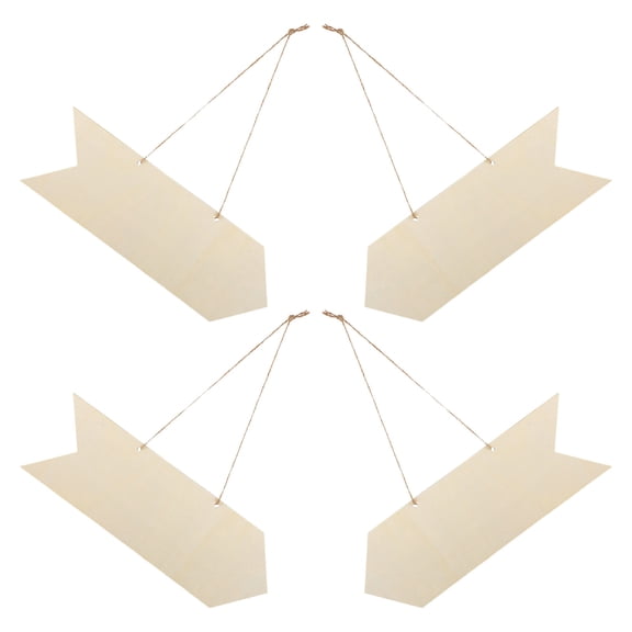 Luxshiny 4Pcs Rustic Wooden Arrow Plaque with Twine Rope for DIY Home Classroom Wall Decor