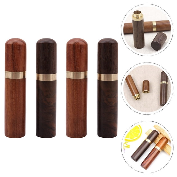 Luxshiny 4Pcs Safety Needle Container Wooden for Knitting Needle Storage Assorted Color