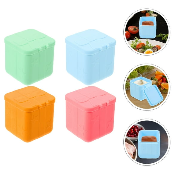 Luxshiny 4Pcs Silicone Sauce Dipping Cups with Lids for Picnic and Kitchen Storage