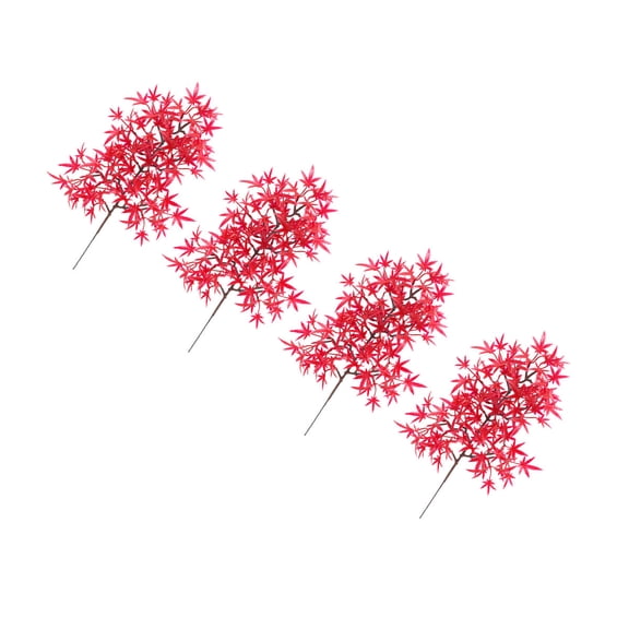 Luxshiny Artificial Red Maple Leaf Ornaments for Seasonal Home Decoration 4Pcs