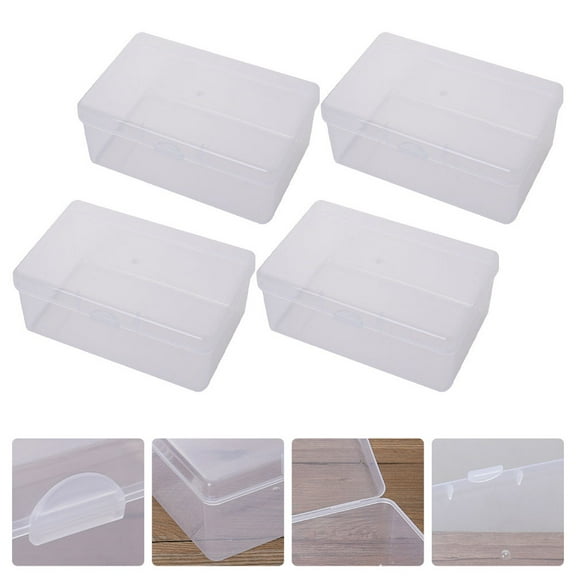 Luxshiny 4Pcs Multi-Function White Makeup Cotton Storage Box with Lid for Bathroom and Desk