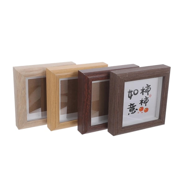 Luxshiny 4-Pack Small Rustic Photo Frames Assorted Colors Shadow Box Style Display Set