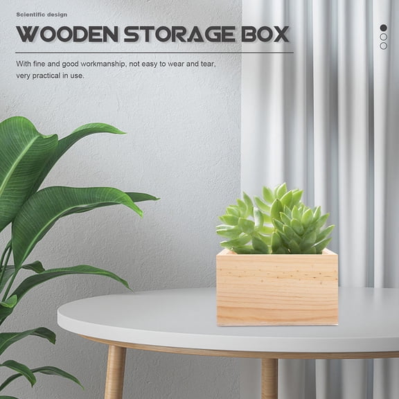 Luxshiny 4Pcs Small Storage Boxes Wood for Plant Container and Gifting