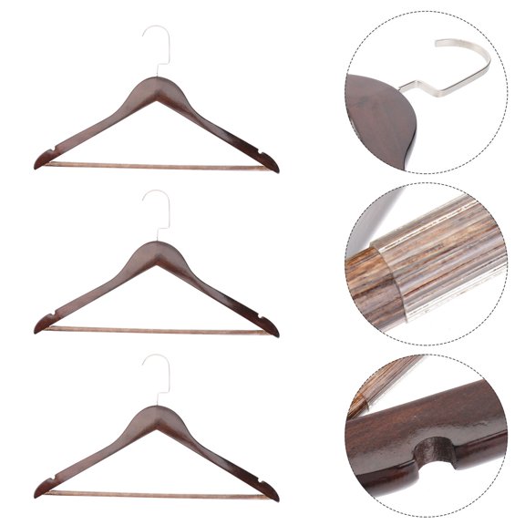 Luxshiny 4Pcs Solid Wood Dress Hangers Light Brown with Hook to Prevent Clothes Sagging and Marks