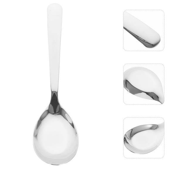 Luxshiny 4Pcs Stainless Steel Dessert Spoons Plated Silver Polished Kitchen Dining Flatware Set