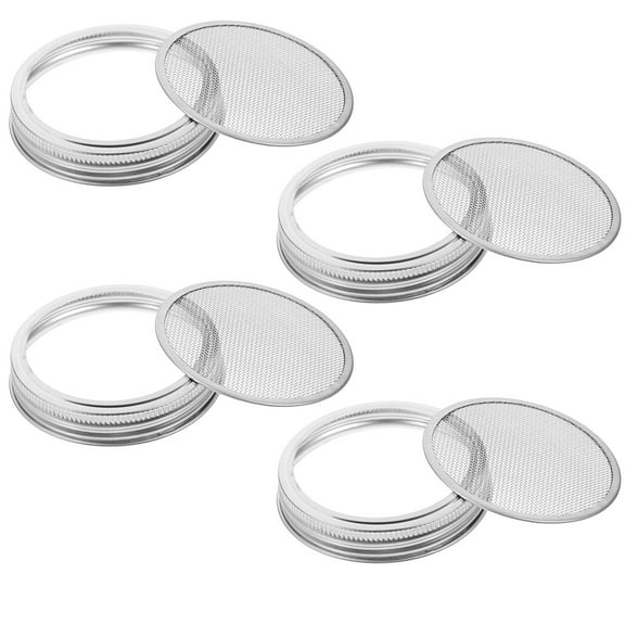 Luxshiny 4Pcs Stainless Steel Mason Jar Lid Wide for Sifting and Straining in Kitchen