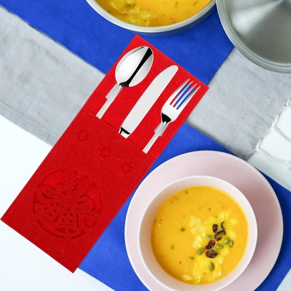 Luxshiny 4Pcs Tableware Storage Bags Felt Fork and Cutter Storage for Friends
