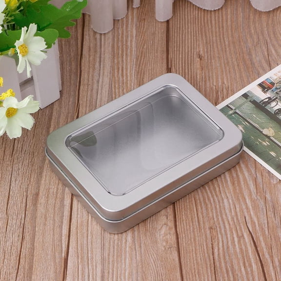 Luxshiny 4Pcs Transparent Window Tinplate Storage Boxes for USB Flash Drives and Jewelry