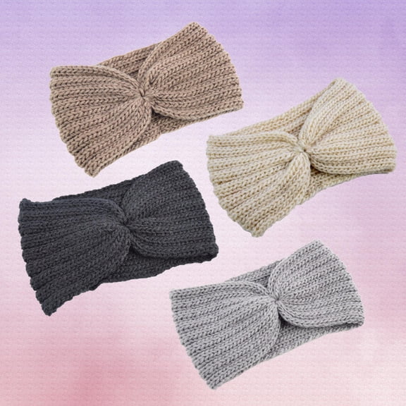 Luxshiny 4Pcs Warm Knitted Headbands Handmade Wool Hair Band for Cold Weather Use