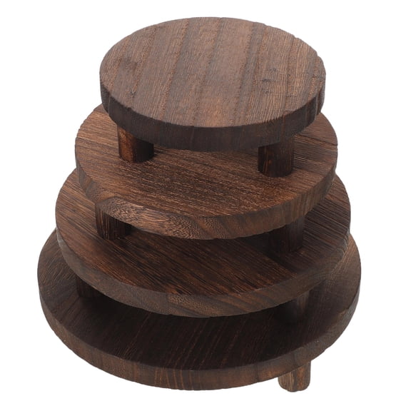 Luxshiny 4Pcs Wood Riser Round Pedestal Stand Light Brown Natural Wood Stable Base for Home Display